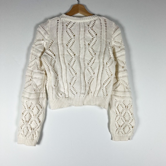 Jonathan Simkhai Madelyn Cotton Blend Crew Neck Crochet Knit Pullover Sweater S - Picture 4 of 4